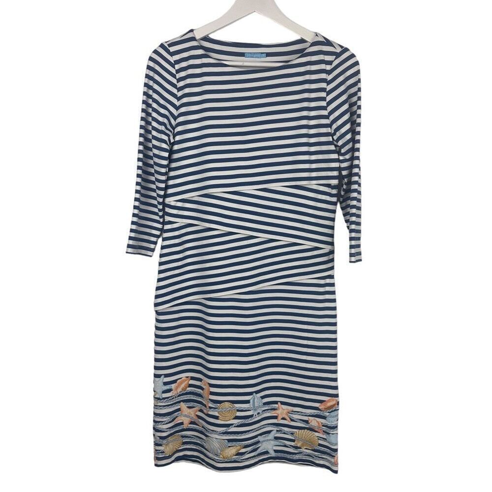 J. McLaughlin Nicola Striped Seashell Border Dress size Small